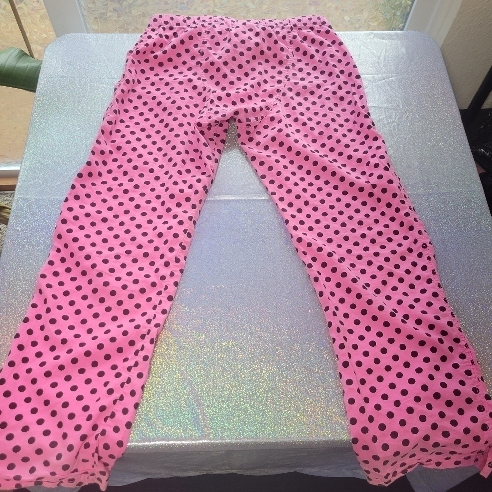 Vintage Y2K Unwrap Me Pajama Lounge  Pants Pink Polka Dot Sz: S Drawstri… - Picture 2 of 9